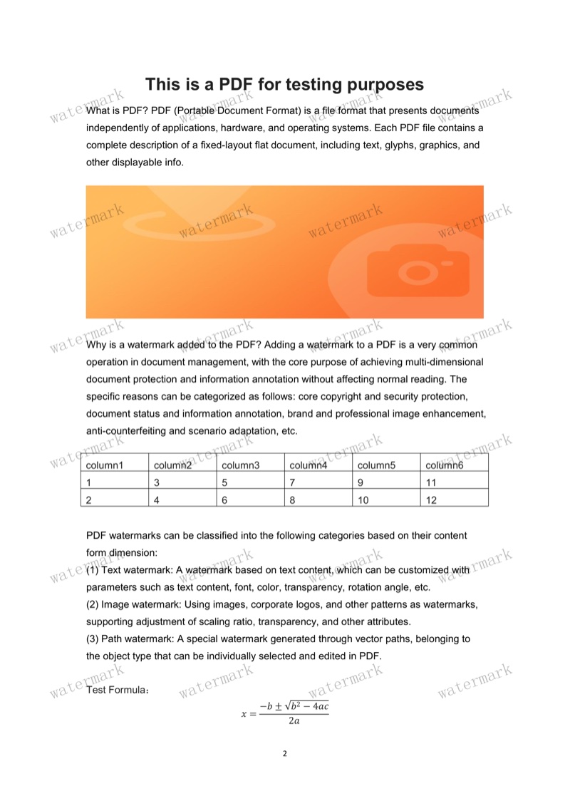 PDF content page with repeated diagonal text watermark over tables and formulas